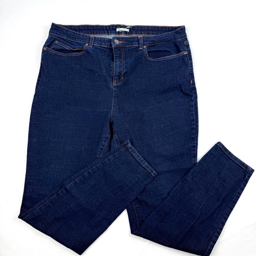 Eileen Fisher Dark Wash Organic Cotton Skinny Jeans Size 16